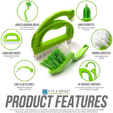 Grout Cleaning Brush Multifunctional 3 in 1 Bathroom and Kitchen Cleaning Tool
